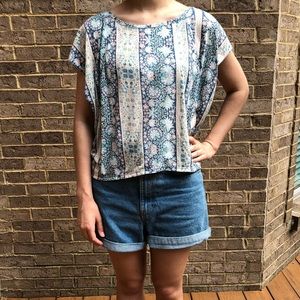 American Eagle Boho Flower Shirt Small